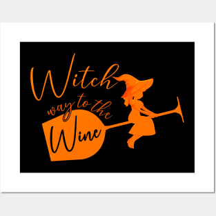 Witch Way To The Wine Funny Halloween Witch Wine Drinker Posters and Art